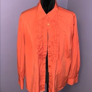 Coral ruffle shirt